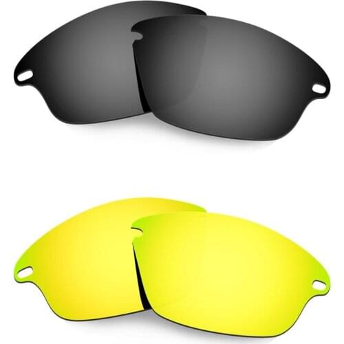 HKUCO For Fast Jacket Sunglasses Polarized Replacement Lenses 2 Pairs Black & Gold