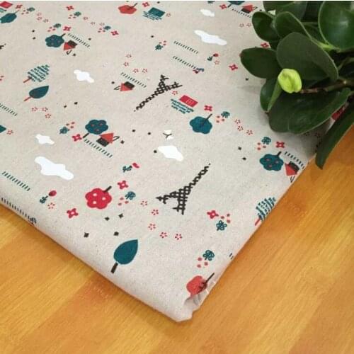 Cotton Linen Printed Fabric Home Textile Patchwork Material DIY Sewing Linen Cotton Fabric Cloth Tower Printed Quilting Crafts