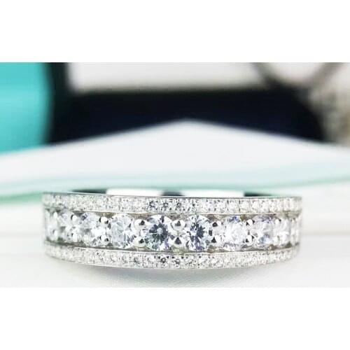 Test Positive 100% Moissanite Diamond Wedding Ring Genuine 18K 750 White Gold D color Round Excellent Cut Gift for Lady Women