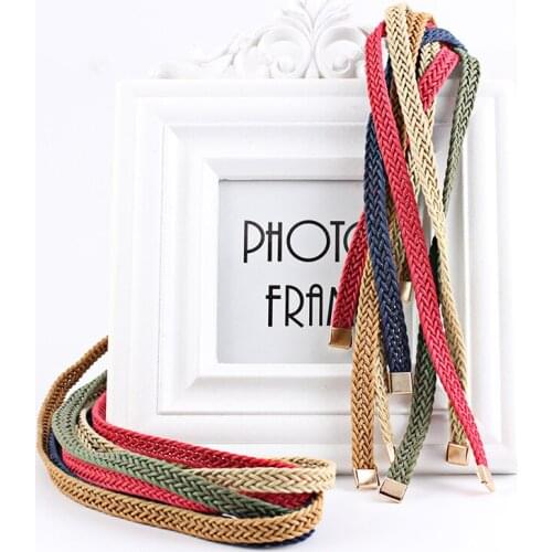 ITSSIBUK Hand-knit dress belt Versatile decorative knot lady with small waist belt leisure woven fabric small waist rope
