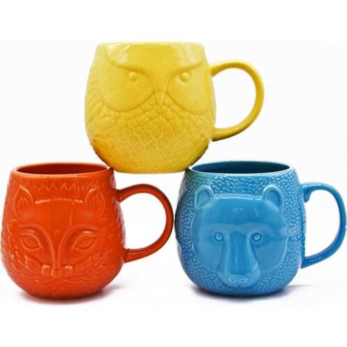 Colorful Animals Relief Ceramics Mugs coffee mug Milk Tea office Cups Drinkware the Best birthday Gift for Friends