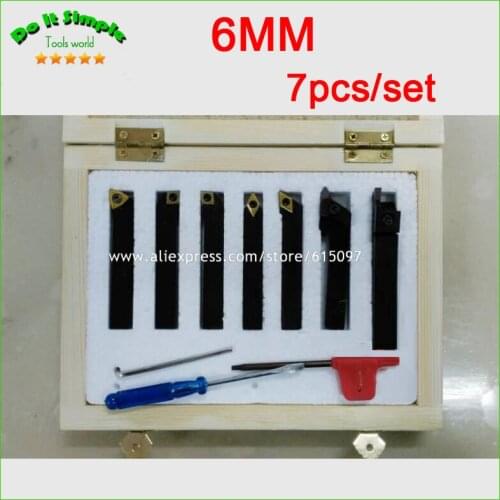 7pcs/set 6mm Hard Alloy Blade with Coating Turning Tool, CNC Lathe Tool Kits Cutter , Durable Cutting Tools