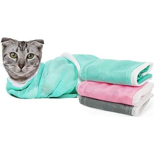 Multifunctional Fixed Bag Cat Cleaning And Grooming Tool Pet Bathing Cutting Nails Injection Adjustable Mesh Bag Cat Washing Bag