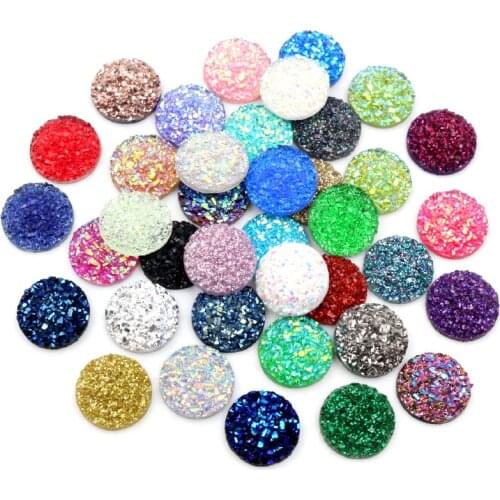 Fashion 40pcs 8mm 10mm 12mm Mix Colors Druzy Natural Stone Convex Flat back Resin Cabochons Jewelry Accessories Supplies