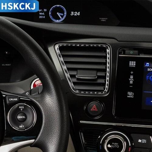 For Honda Civic 9 Coupe Sedan 2013 2014 2015 Carbon Fiber Dashboard Air Vent Cover Car Accessories Air Conditioning Trim Sticker