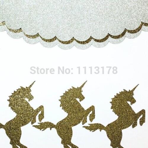 Cheap Unicorn Cupcake Toppers - Gold Glitter - Party Supplies // Wedding Decorations // Birthday party cake topper