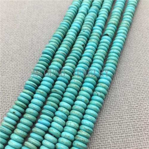 MY0155 Flat Turquoises abacus Beads ,Natural Stone Beads For DIY Jewelry Making, 15.5''Free Shipping