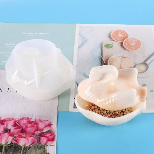 DIY Crystal Epoxy Resin Storage Box Mold Swan Storage Box Clay Silicone Mold