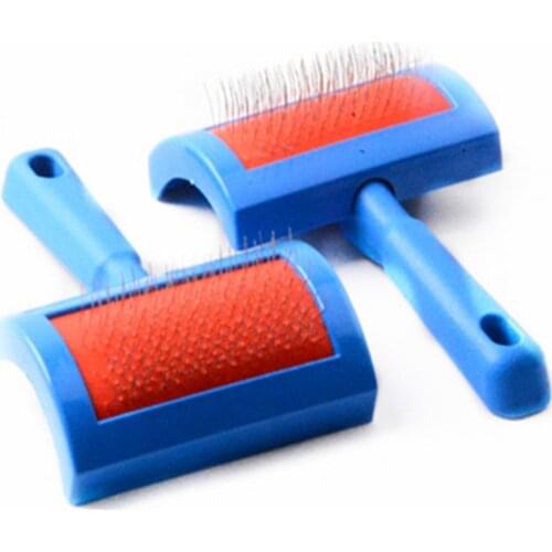 The 108804-8 brush pet comb steel needle exfoliating pet comb trumpet 13 cm blue handle pet comb steel needle
