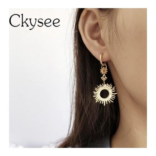 Simple 1pcs 925 Sterling Silver Earrings Sun Goddess Pendant Drop Earrings For Women Fashion Earrings Daily All-Match Fine Jewel