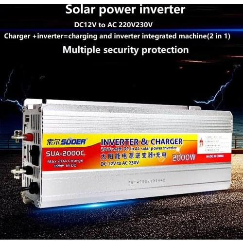 Grid tie Inverter 12v 220v Hybrid Solar power inverter charger Voltage Transformer USB 500W 1000W 2000W Converter Adapter home