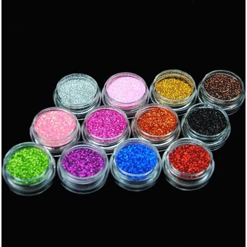Mix Nail Art Glitter Dust Powder Fine for UV Gel Acrylic Powder DIY Decoration Tips Transfer Decorations Nail Tools 12 Colorful