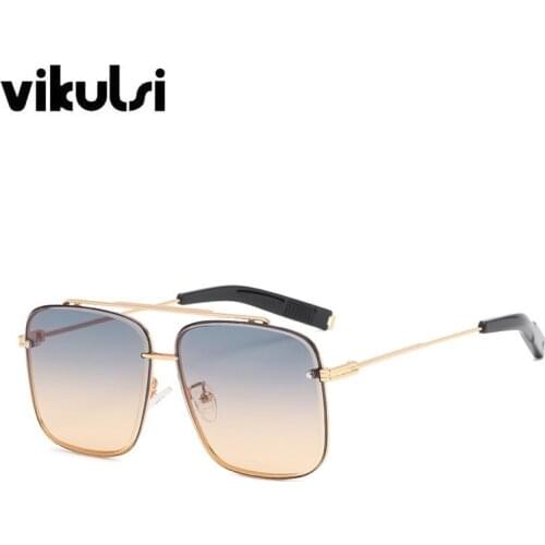 Brand Design Men Square Sunglasses Women Men Retro Metal Double Beam Trimmed Lenses Trendy Mens Driving Sun Glasses Shades 2021