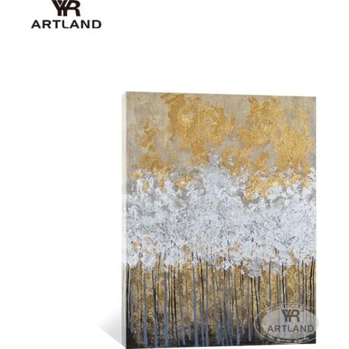 Modern textured wall art picture Hand painted acrylic oil painting on canvas gold foil paintings art poster for Entrance hotel
