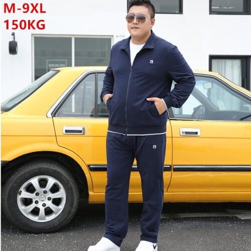 Tracksuit Men Set Autumn 2020 Clothes Plus Size 6XL 7XL 8XL 9XL Jacket Sport Sportswear Straight Pants Mens 2 Piece Track Suit