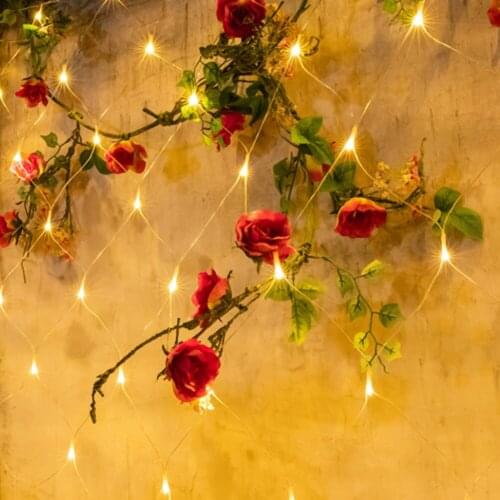 LED Net String Lights 1.5x1.5m Connectable Mesh Fairy String Lamps 8 Modes Waterproof Hanging Decorative Lighting Home Christmas
