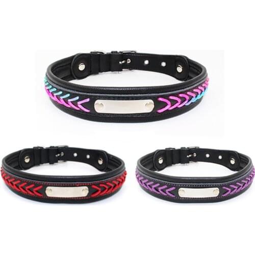 High Quality Soft Leather Puppy Collars Personalized Engraved Dog Cat Name Phone Number Dog Collars Pet Accessories