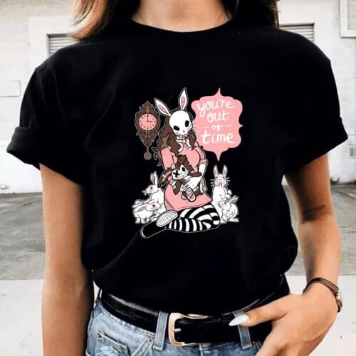 White Rabbit Women Clothing Harajuku Short Sleeve Female Tops Tees Printed Vogue Cute cartoon T Shirts Summer Ladies T-shirt
