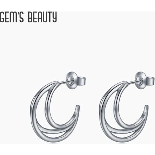 GEMS BEAUTY Dinny 925 Sterling Silver Twisted Open Hoop Earrings Triple Wire Interwoven Hoop Earrings For Women Fine Jewelry