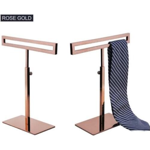 2pcs Free shipping high-grade Mens tie display stand stainess steel womens silk scarves holder adjustable necktie wig rack