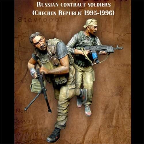 2pcs Russian Contract Soldiers Resin Figure 1/35 Scale Model Kit Assembly Models Kit Resin Colorless Self-Assembled Toy NO.151