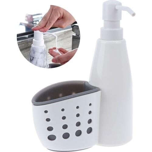 2 In 1 Soap Dispenser Storage Box Liquid Detergent Bottle Sponge Drainboard Soap Holder For Bathroom Kitchen