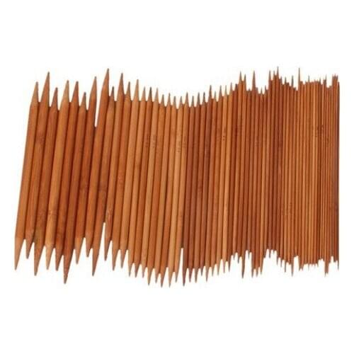 5 Sets 20CM Sewing Needles Double Pointed Carbonized Bamboo Knitting Kits Needles Set Bamboo Crochet Hooks Totall 75pcs