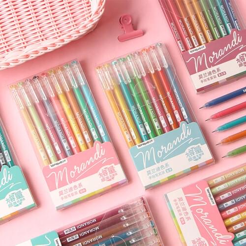 9pcs/set Retro Morandi Gel Pen 0.5mm Colored Black White Paper Painting Dairy Scrapbooking DIY Decoration Stationery Supply