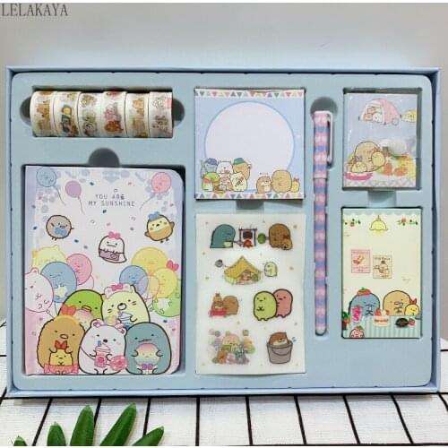 Anime Sumikko Gurashi Sakura Travel Journal Dairy book Stationery Set Students Kawaii Notebook Boy Girls Stickers Gel Pen Gift