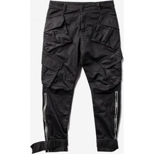 Casual zipper personality multi-pocket trousers mens pants harem pant mens feet trousers fashion pantalon homme street autumn