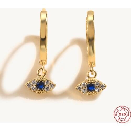 CANNER Lucky Eyes Earrings For Women Girl Engagement Gift 925 Sterling Silver Earring Tiny Zircon Blue Eyes Small Piercing Aros