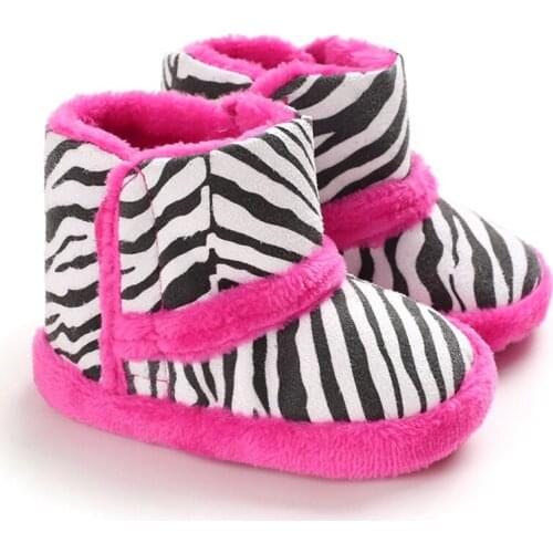 Baby Shoes Winter Boots Infant Girls Boys First Walkers Toddler Newborn Cute Striped Shoes Winter Warm Snow Booties Cotton Boot