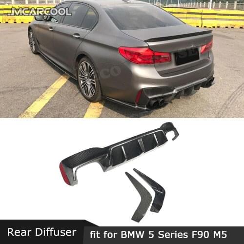 For BMW 5 Series F90 M5 2017- 2020 Dry Carbon Fiber Rear Diffuser Lip Splitters Spoiler 3D Style Back Bumper Fender Guard Plate