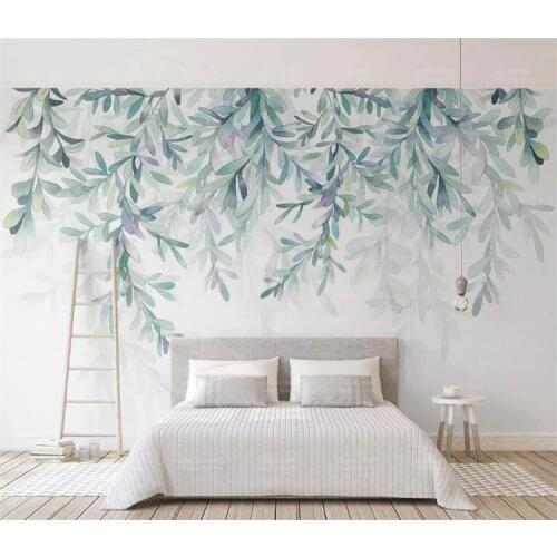 Custom Photo Wallpaper Modern Green Leaves Watercolor Nordic Style Mural Wall Paper Living Room TV Bedroom 3D Fresco Home Decor