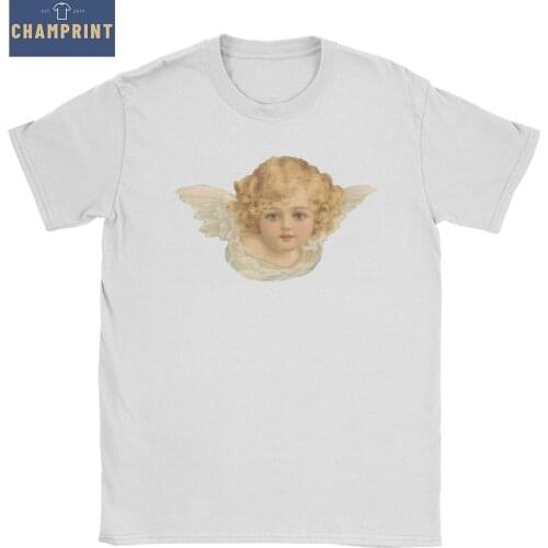 Cherubs T-Shirt for Men Angel Kawaii Cherub Vintage 100% Cotton Tees Round Collar Short Sleeve T Shirts Summer Clothing