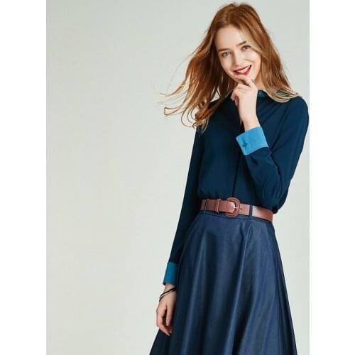 HAVVA Autumn and Winter Solid Color Long-sleeved Shirt C42630