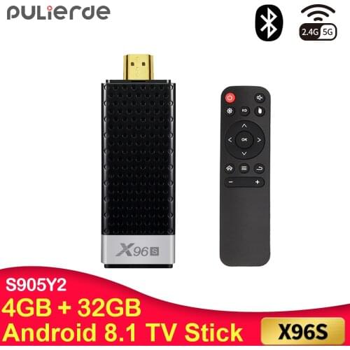 PULIERDE X96S Amlogic S905Y2 4GB 32GB Android 8.1 TV Stick 4K HDMI Dongle 2.4GHz/5GHz WIFI Bluetooth4.2 Smart TV Box Mini