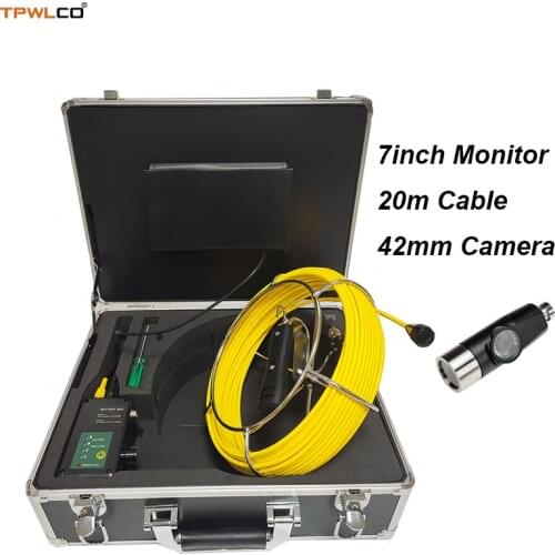 Diameter 42mm Dual Len Video Endoscope Camera 20m Cable 7inch LCD Color Monitor Tube Inspection Camera System 4500mA Battery
