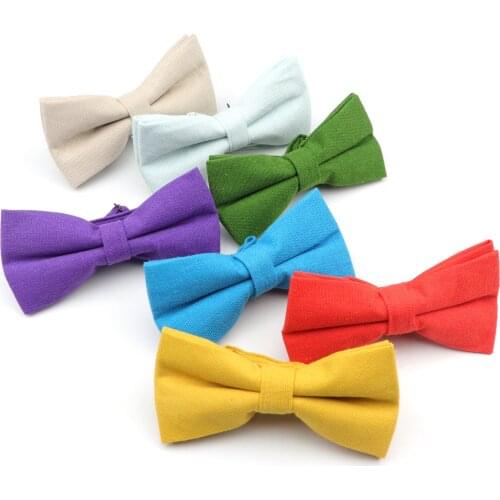 Lawny Women Men Bow Tie Linen Cotton Flexible Bowtie Smooth Necktie Soft Soild Color Butterfly Decorative Pattern Colorful Ties