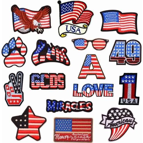 Fashion Embroidery National Flag Cloth with DIY Computer Embroidery Emblem, Shoes, Hats, Bags, Patches, Clothes Decoration Marks