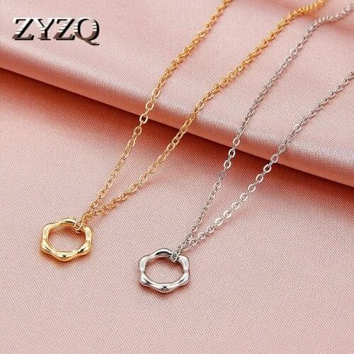 ZYZQ Trendy ins Flower Pendant Necklace Gold Hollow Metal Choker Necklace Women Valentines Day Gift For Girlfriend