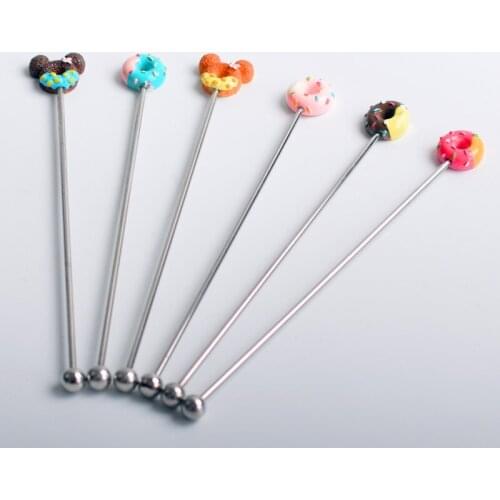 Stainless steel stir bar ins creative cartoon cute donut stir bar juice bar cocktail bartender