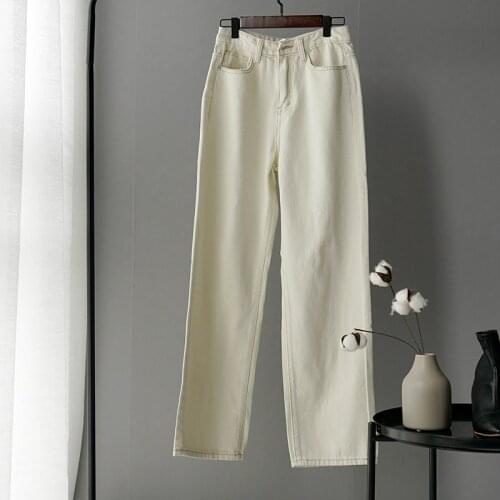 2021 New spring White Jeans women Denim pants High Waist Trousers korean mom Jeans Streetwear