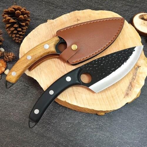 50Cr15 Stainless Steel Butcher Knife Boning Knife Wooden Handle Meat Cutting Outdoor Kitchen Knife Forged Hammer Boning Knives