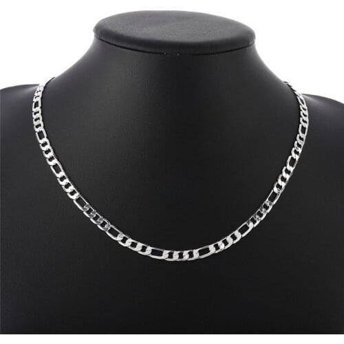 Charm Fashion 925 Sterling Silver Necklaces Classic 6MM chain Jewelry 20 Inches for Women Men Party Christmas Gifts
