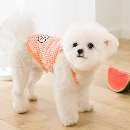Dog Clothes Lattice Sling Puppy Clothes Thin Pet Teddy Bichon Small Puppies Cat Spring and Autumn New Vest Pet Clothes
