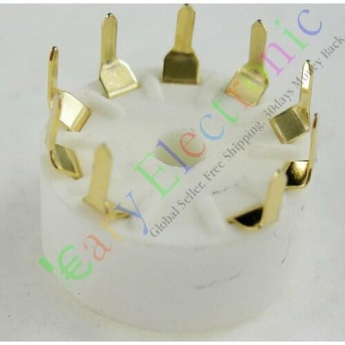 Wholesale and retail 8pcs GOLD 9pin PCB Ceramic vacuum tube sockets valve base 12AX7 12AU7 ECC83 6N11 free shipping