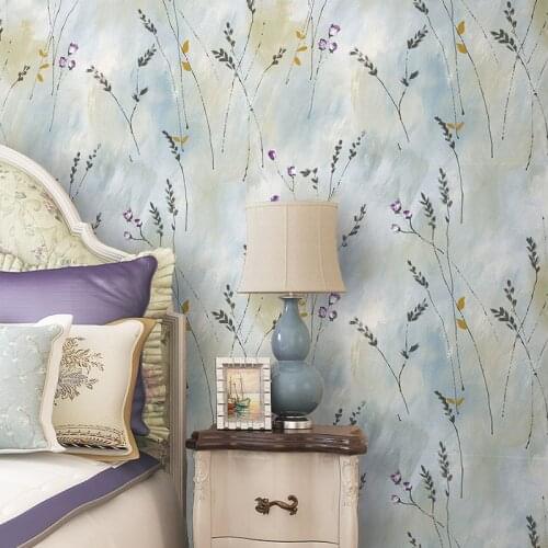 Pastoral Vintage Florals Wallpapers Non Woven Blue and Green Wall Paper Flowers Living Room Bedroom Home Decoration Cloth Shop