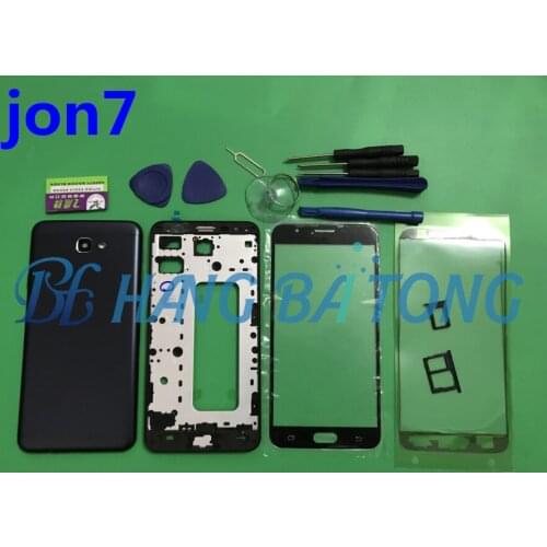 Full Housing For Samsung J7 Prime G610 G610F G610DS Front Mid Frame Plate Bezel Battery Back Cover Door Case With Side Buttons