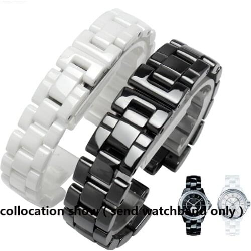 16mm 19mm For J12 ceramics wristband high quality womens mens watch strap Fashion bracelet black white